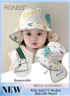 roaiss Detachable Kids Anti-UV Bucket Hat with Shawl, UPF 50+ Sun Protection Soft Breathable Quick-drying Sun Cap for Boys & Girls Adjustable Size  - Image 1