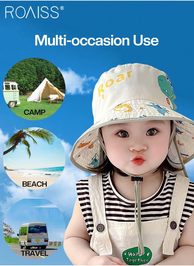 roaiss Detachable Kids Anti-UV Bucket Hat with Shawl, UPF 50+ Sun Protection Soft Breathable Quick-drying Sun Cap for Boys & Girls Adjustable Size  - Image 5