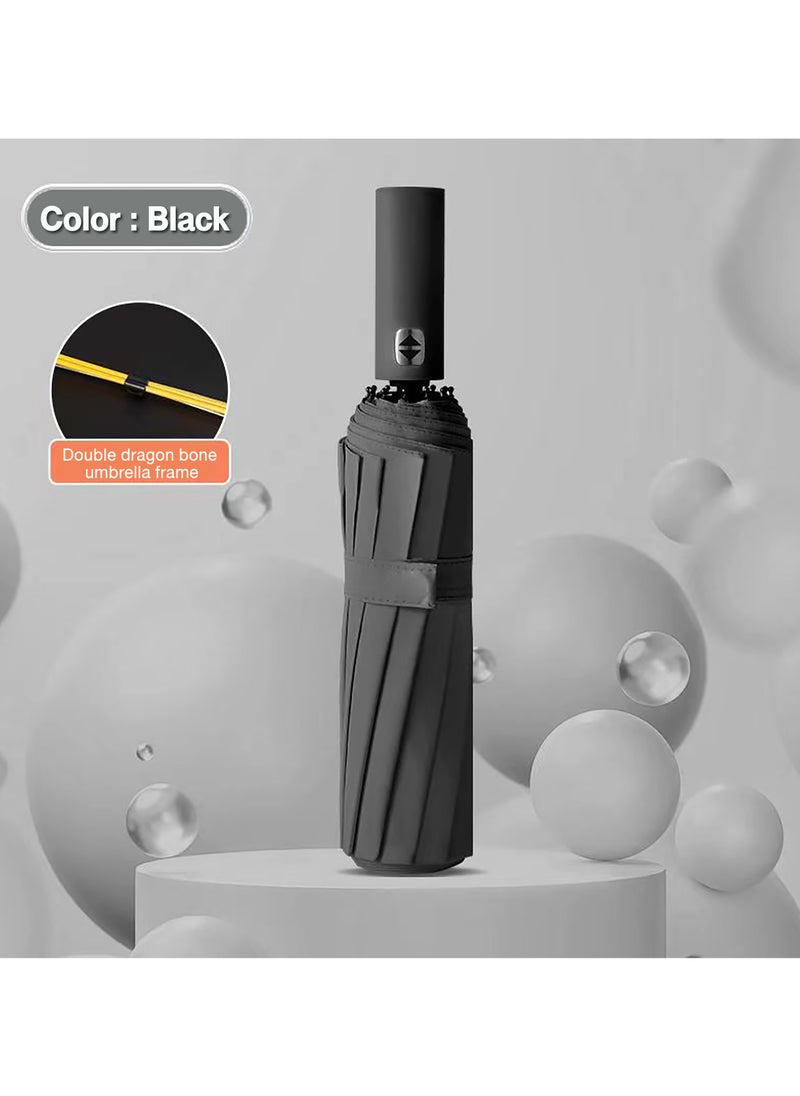 Beauenty Portable Windproof Umbrella Large Thickened Sunshade Sun Umbrella Automatic Opening Closing Folding Umbrella Waterproof Canopy 12 Fiberglass Frame Sturdy Quick-Drying For Men Women/Unfolded 41 Inches  - Image 2
