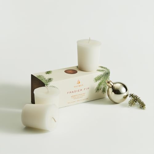 Thymes Frasier Fir Votive Candle Set of 3 - Scented Candles for Home - Luxury Home Fragrance Gifts for Women & Men - Home Decor (Pack of 3-2 Oz) - Image 2