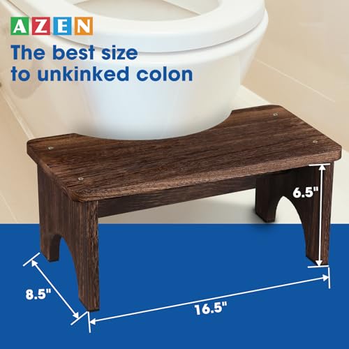 AZEN 2 Pack Wood Toilet Stool Squat Adult Poop Stool for Bathroom Adults Portable Toilet Potty Stools for Adults 7 Inch Height Black - Image 3