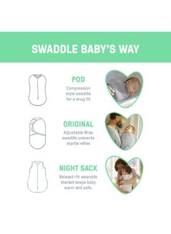 سوادل مي مجموعة قماط SwaddleMe من Ingenuity، وحقيبة ضغط، وكيس نوم، مجموعة هدايا، من 0 إلى 3 أشهر، عبوة من 3 قطع - Little Bees  - Image 4