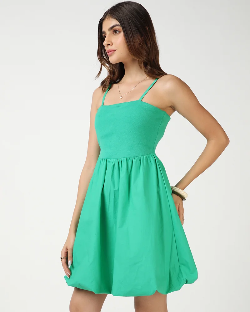 bewakoof Women's Blarney Green Short Dress