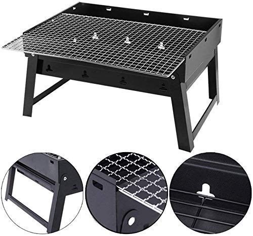 HKD SALES Mall Label Folding Portable Outdoor Barbeque Charcoal BBQ Grill Oven Black Carbon Steel Black - Image 3