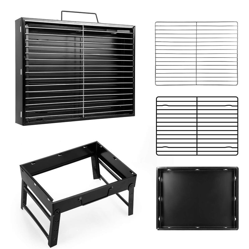 HKD SALES Mall Label Folding Portable Outdoor Barbeque Charcoal BBQ Grill Oven Black Carbon Steel Black - Image 4