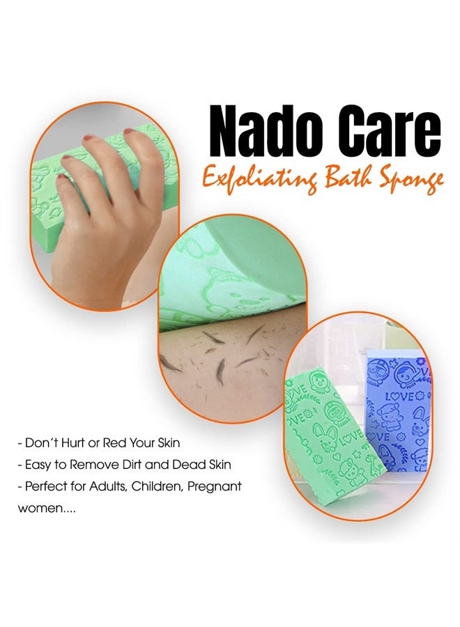 Nado Care إسفنجة استحمام نادو كير المقشرة، مقشر سبا، إسفنجة استحمام للجسم، مزيل جلد ميت للبالغين، الأطفال، النساء الحوامل، 2 قطعة بألوان عشوائية - Image 3