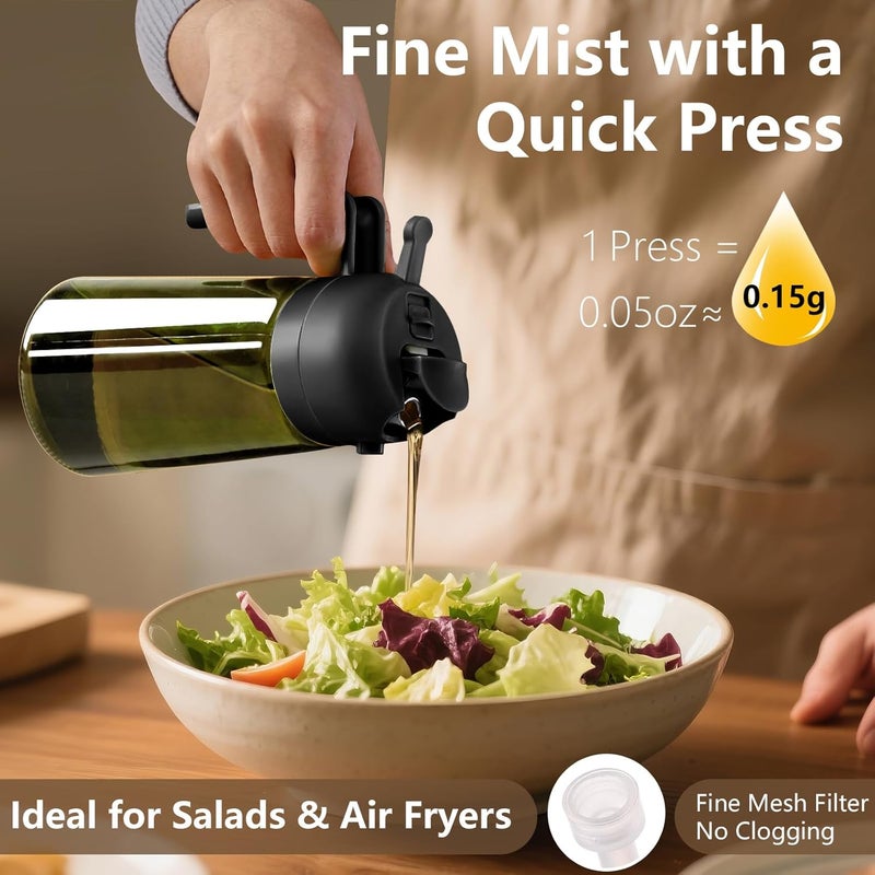 SWEET VIEW 2PCS Olive Oil Dispenser and Oil Sprayer – 16oz/470ml Glass Light-Proof Oil Pourer for Kitchen, Air Fryer, Cooking, Salad, and BBQ - Image 3