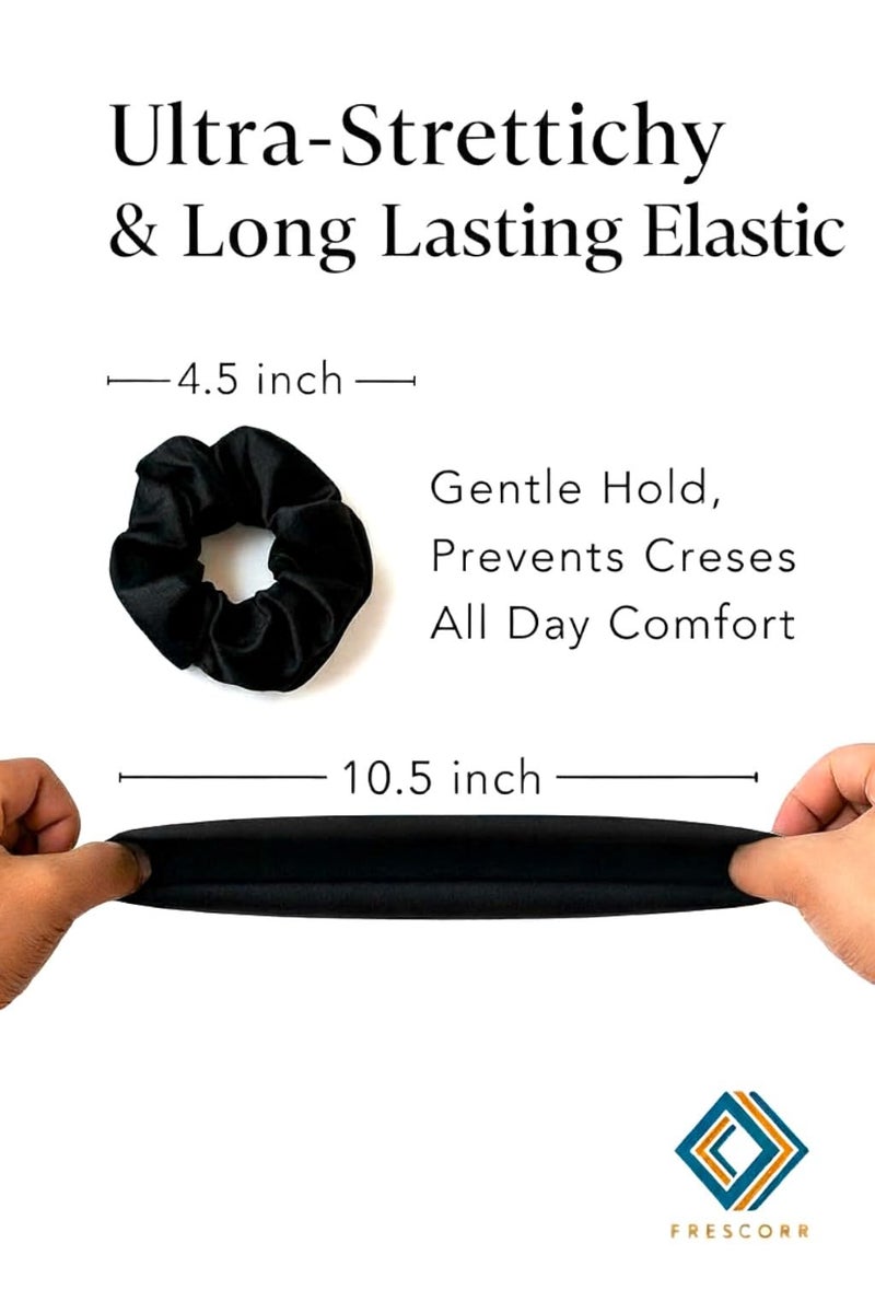 Frescorr (5 pcs) Luxury Black Silk Satin Hair Scrunchies For Women & Girls | Pack Of 5 | Rubber Band | Hair Ties | Ponytail Holders - Image 4