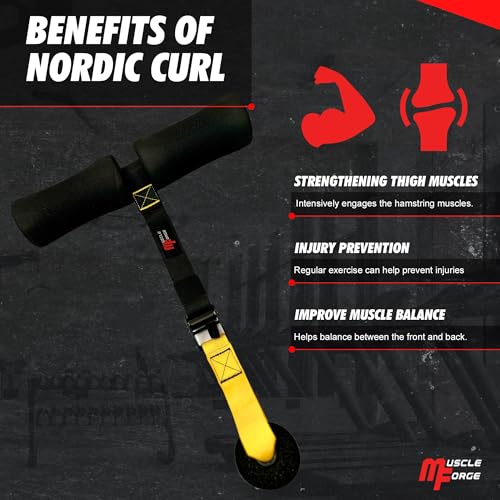 MuscleForge Nordic Curl Strap for Hamstring Training & Injury Prevention – Adjustable Door Anchor with Foam Ankle Padding – Portable Home Gym Leg Trainer for Squats, Sit-Ups & Core – 400 lbs - Image 3