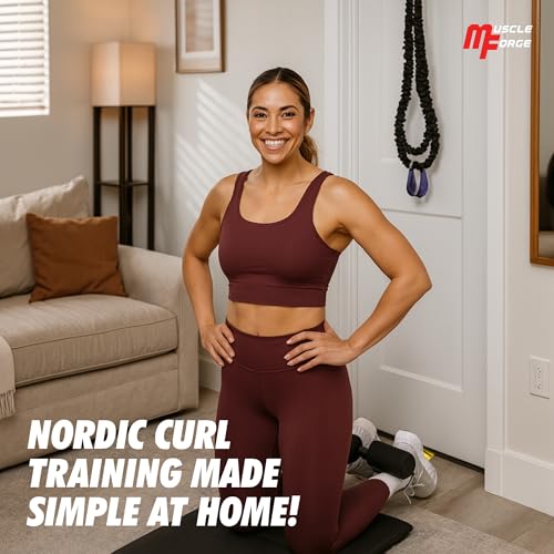 MuscleForge Nordic Curl Strap for Hamstring Training & Injury Prevention – Adjustable Door Anchor with Foam Ankle Padding – Portable Home Gym Leg Trainer for Squats, Sit-Ups & Core – 400 lbs - Image 2
