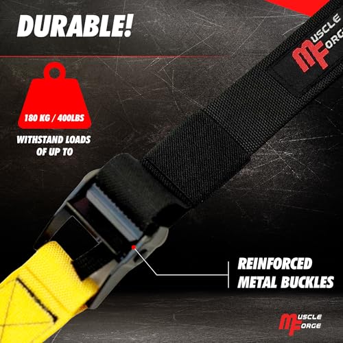 MuscleForge Nordic Curl Strap for Hamstring Training & Injury Prevention – Adjustable Door Anchor with Foam Ankle Padding – Portable Home Gym Leg Trainer for Squats, Sit-Ups & Core – 400 lbs - Image 4