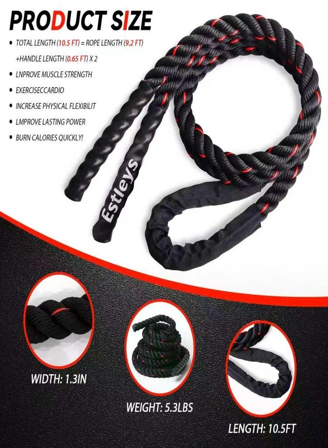 Estleys 5.3lb Weighted Jump Rope, 10.5ft Adult Heavy Skipping Rope for Men and Women, Heavy Jump Ropes for Shaping Body, Home Workout, Total Body Workout Equipment (Black & Red) - Image 2