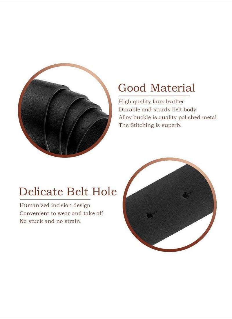 KASTWAVE - Women's PU Leather Belt, Set of 3 Double O Ring Soft Retro Faux Leather Waist Belt for Jeans Dresses - Image 1
