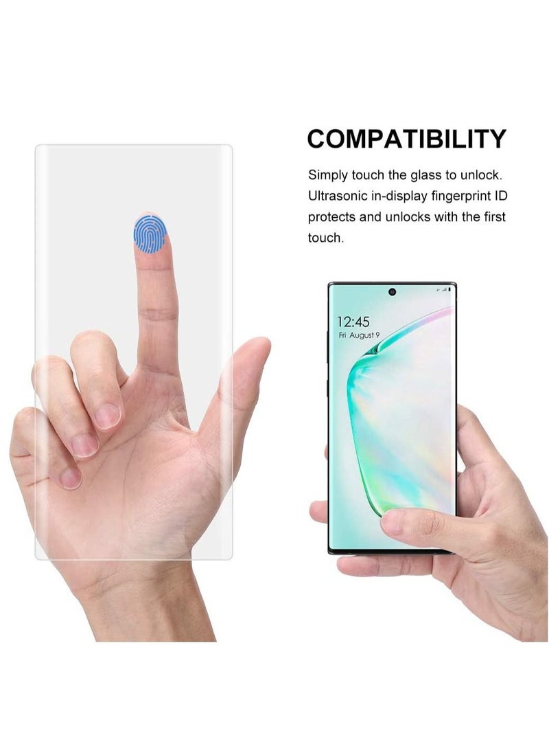 LEDIN - 1 Pack Galaxy Note 10 Plus Screen Protector Full HD Curved Edge Liquid UV Tempered Glass Exclusive Solution for Ultrasonic Fingerprint Easy Install for Galaxy Note 10 Plus 5G - Image 1