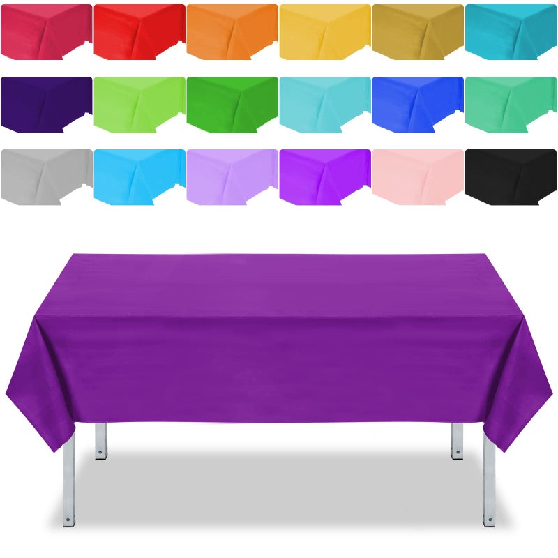 Haull 18 Pcs Disposable Plastic Tablecloths Assorted Colors Tablecloth Decorative Plastic Table Cloth for Table Indoor Outdoor Wedding Party BirthdayRectangle