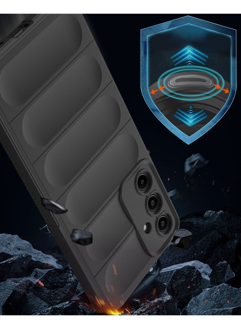 for Samsung Galaxy A56 5G Case Cover, Heavy Duty 4D Striped Pattern Sensory Soft Silicone Full Portection Shockproof Phone Case for Samsung Galaxy A56 5G, Black - Image 2