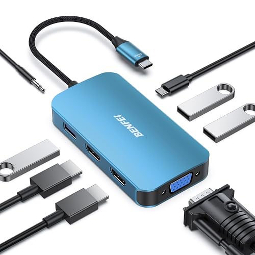 BENFEI USB C Docking Station 8in1 USB C Hub with Triple Display Dual HDMI VGA 3USB 30 100W Power Delivery 35mm AUX Audio Compatible with MacBook Pro XPS and More - Image 1