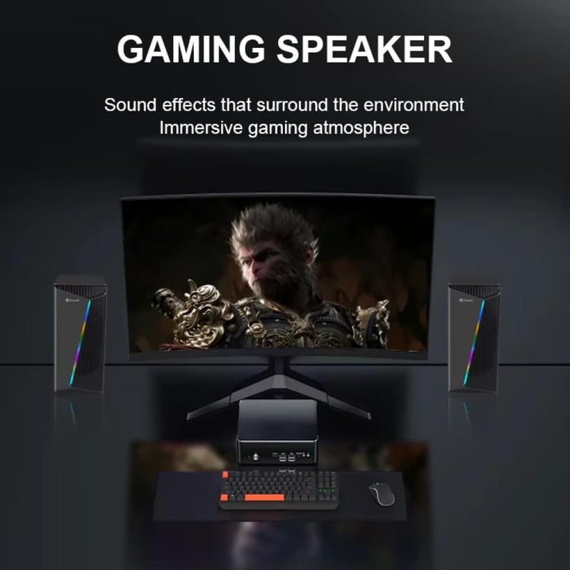For Kisonli Multimedia Computer Speaker Wired – 6W (3W*2.0 Channel Stereo) – Dynamic RGB Lighting - Wired USB 2.0 Power + 3.5 mm audio Jack – for Gaming/Music/Laptop, Mobile | Black (X30) - Image 3