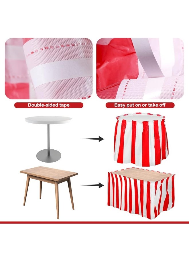 Macarrie زينة حفلات موضوع السيرك الكرنفالي مرحبًا بكم في الكرنفال لافتة خلفية ومجموعة تنورة طاولة مخططة بالأحمر والأبيض لحفلات موضوع الكرنفال السيرك عيد الميلاد الهالوين حفلات عيد الميلاد - Image 3