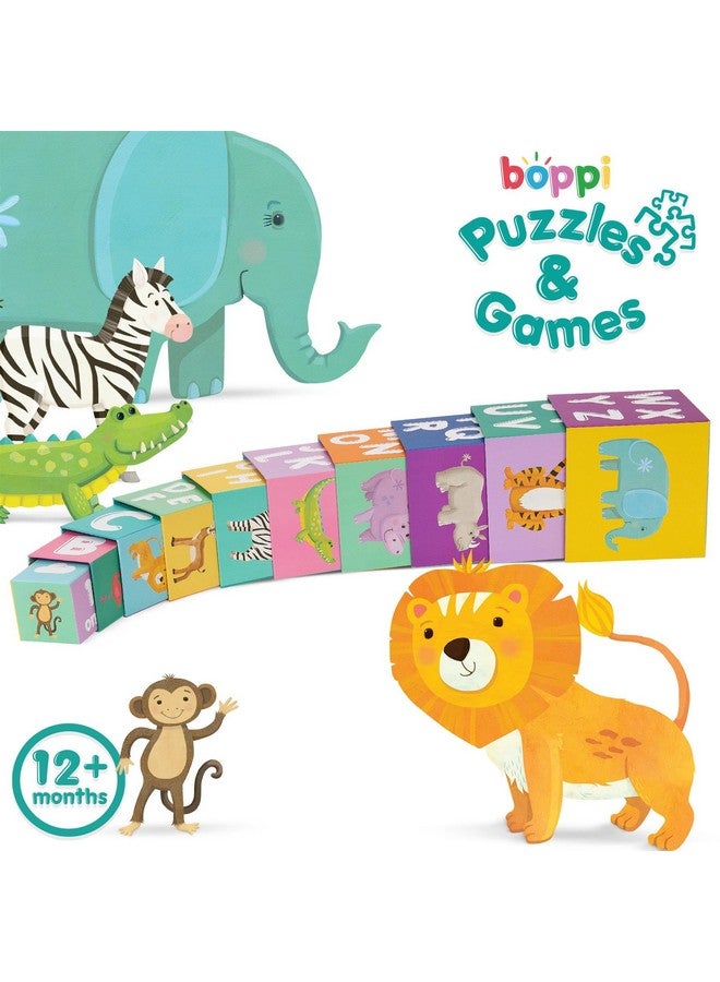 boppi Baby Stacking Blocks Jungle Safari Animal Toys with Letters and Numbers, Montessori Cubes for Toddlers, Preschool Learning Toys - Image 5