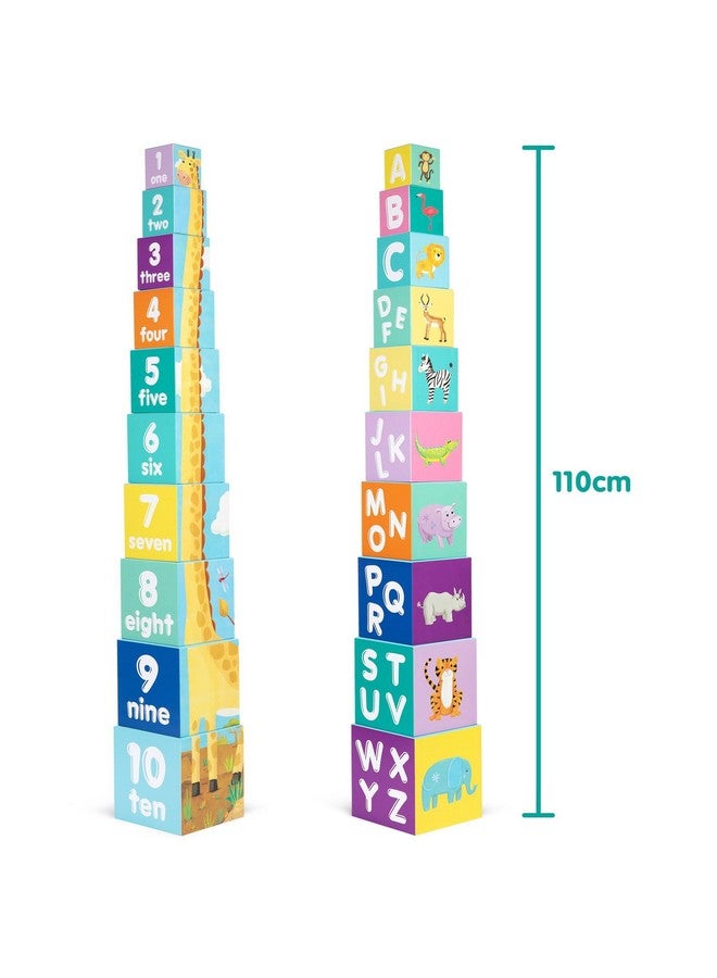 boppi Baby Stacking Blocks Jungle Safari Animal Toys with Letters and Numbers, Montessori Cubes for Toddlers, Preschool Learning Toys - Image 4
