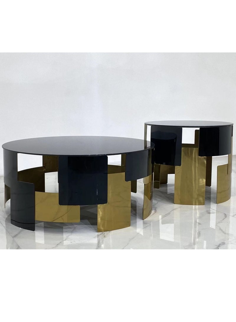 Magic Round Tempered Glass Top Coffee Table Set of Two - Image 1