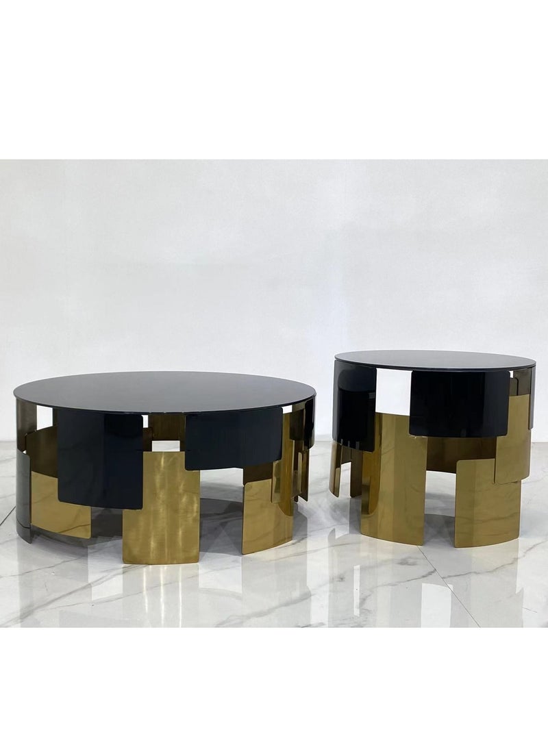 Magic Round Tempered Glass Top Coffee Table Set of Two - Image 2