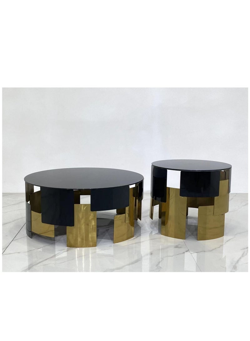 Magic Round Tempered Glass Top Coffee Table Set of Two - Image 3