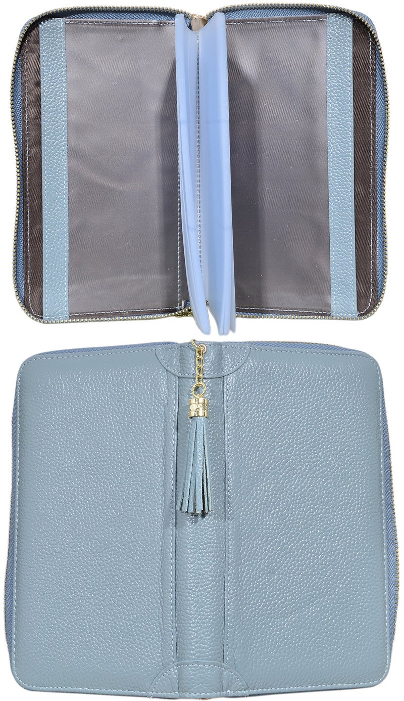 Easyoulife Credit Card Holder Wallet Womens Zipper Leather Case Purse RFID Blocking (Light Blue) - Image 5