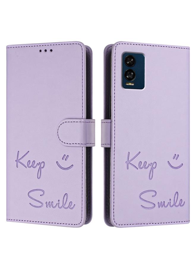 Zaboon Case For BLU View Speed 5G Smile Embossing RFID Leather Phone Case - Image 3