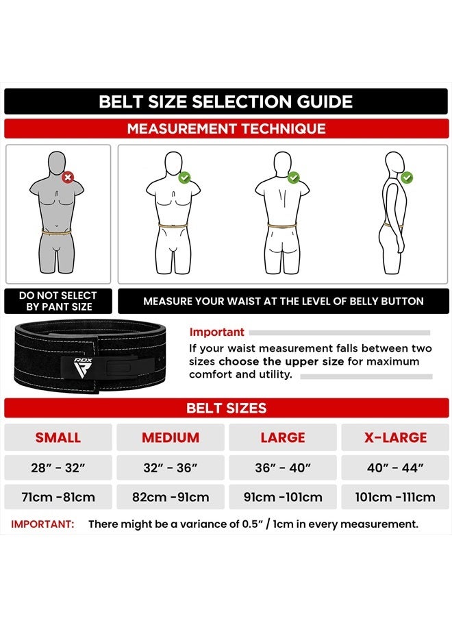 Rdx Weight Lifting Belt Powerlifting, Approved By IPL and USPA, 10mm Thick 4" Leather Lumbar Back Support, Lever Buckle Equipment, Bodybuilding Deadlifts Squats Workout Men Women (Black White, Medium) - Image 4