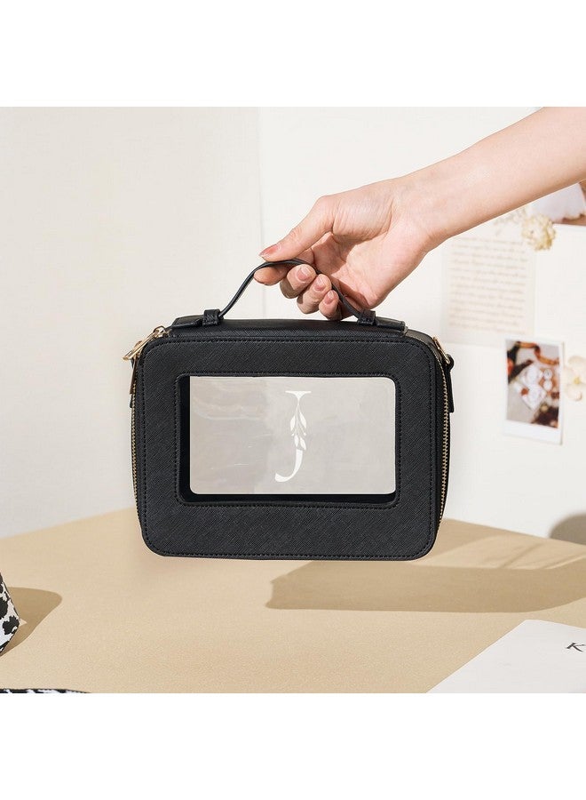 AW BRIDAL Monogram Makeup Bag Small Clear Makeup Bag Clear Toiletry Travel Bag With Shoulder Strap Small Clear Cosmetic Bag Travel Toiletry Bags For Women Clear Makeup Bag With Zipper, Letter J - Image 3