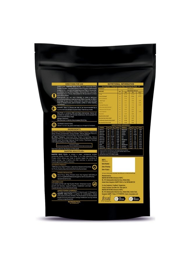NAKPRO Gold Plus+ Whey Protein Concentrate with Digestive Enzymes | 25.46g Protein, 5.57g BCAA | Added Vitamins & Minerals (1 Kg, Chocolate) - Image 2