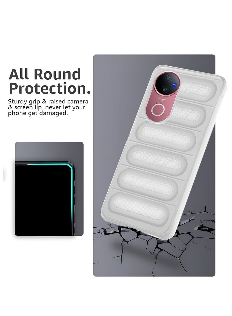 Wtech vivo V50 5G 2025 Premium Translucent within Air Bag TPU with Band Texture Case Cover - White - Image 3