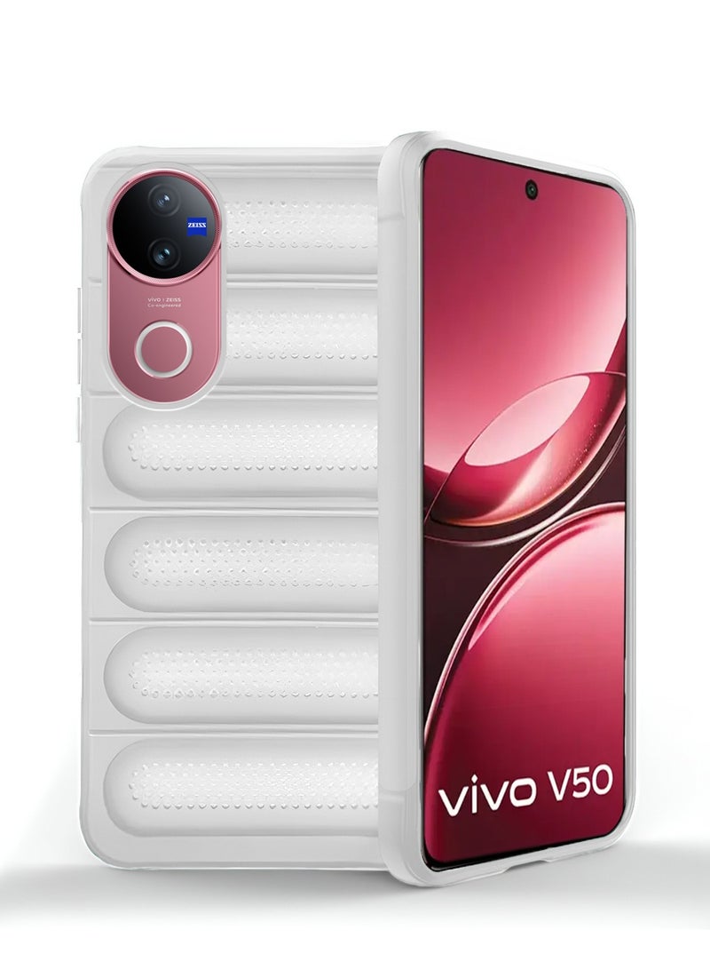 Wtech vivo V50 5G 2025 Premium Translucent within Air Bag TPU with Band Texture Case Cover - White - Image 1