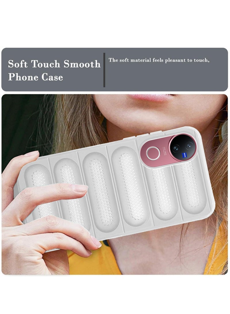Wtech vivo V50 5G 2025 Premium Translucent within Air Bag TPU with Band Texture Case Cover - White - Image 5