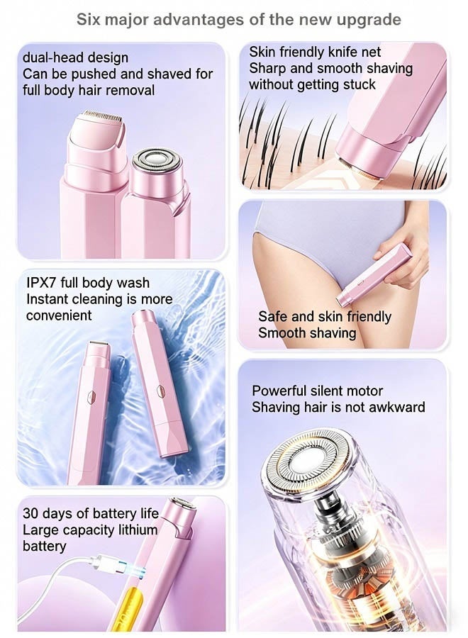 VTT New dual head hair removal device, women's electric shaver, rechargeable hair removal device, suitable for private areas of the body (pink) - Image 3