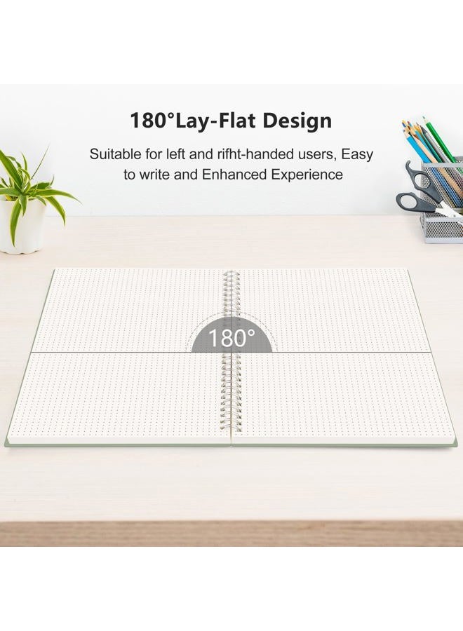 RETTACY Bullet Dotted Journal Notebook, 300 Pages, A4 Large Size (8.2'' × 11.2''), 100 GSM Thick Paper, Flexible Plastic Cover, Spiral-bound, for Bullet Journaling, Planning, Tracking (Sage Green) - Image 5