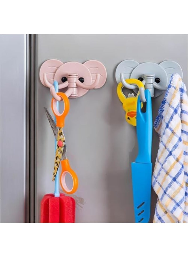 SYOSI 9 pcs Elephant Swivel Adhesive Hooks, Heavy Duty Self-Adhesive Wall Hangers for No-Drill Mounting, Decorative Rotatable Organizer for Towels, Keys, Hats in Kitchen, Bathroom, Living Room,3 Colors * 3 - Image 4