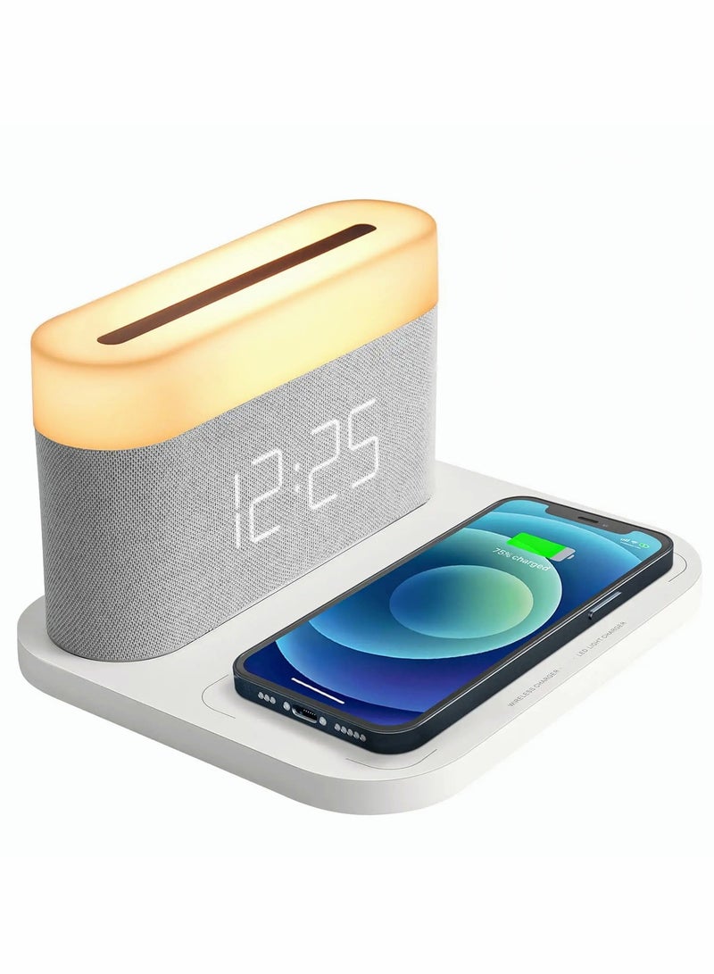 Zikra Digital Alarm Clock with LED Night Light Wireless Charging 15W Max Touch Bedside Lamp with 5-100% Adjustable Brightness,12/24Hr,Snooze,QI Wireless Charger,Bedroom - Image 1