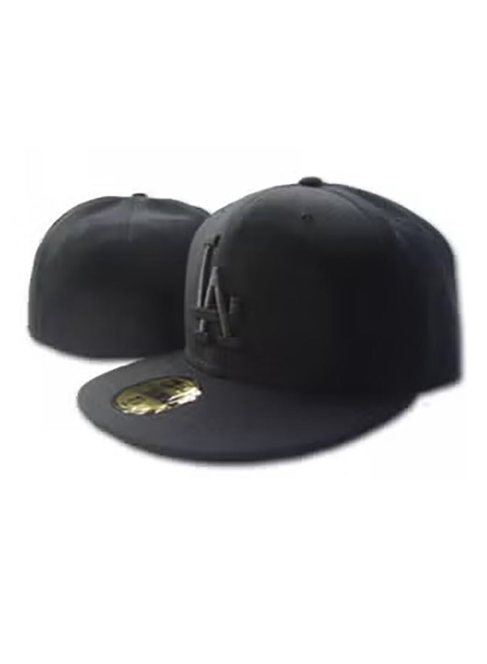 NEW ERA LA Dodgers All - Black Flat - Brim Cap, Embossed Logo - 57.7cm 