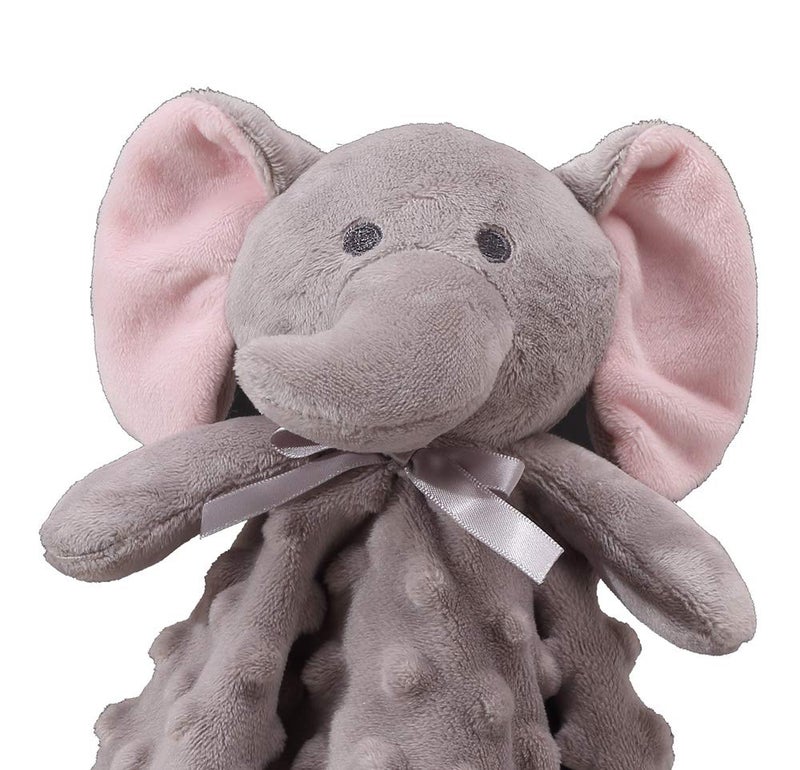 CREVENT Cozy Plush Baby Security Blanket Loveys for Baby Boys and Girls, Minky Dot Front + Sherpa Backing with Animal Face (Grey Elephant) - Image 5
