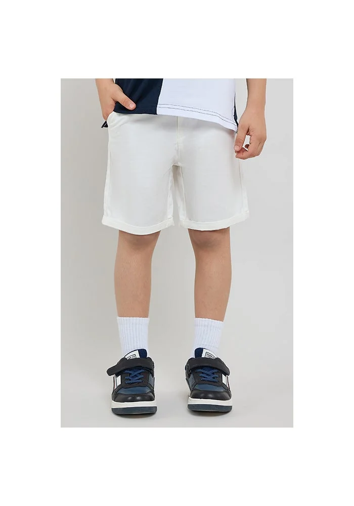 أر أند بي Solid Chino Shorts with Button Closure
