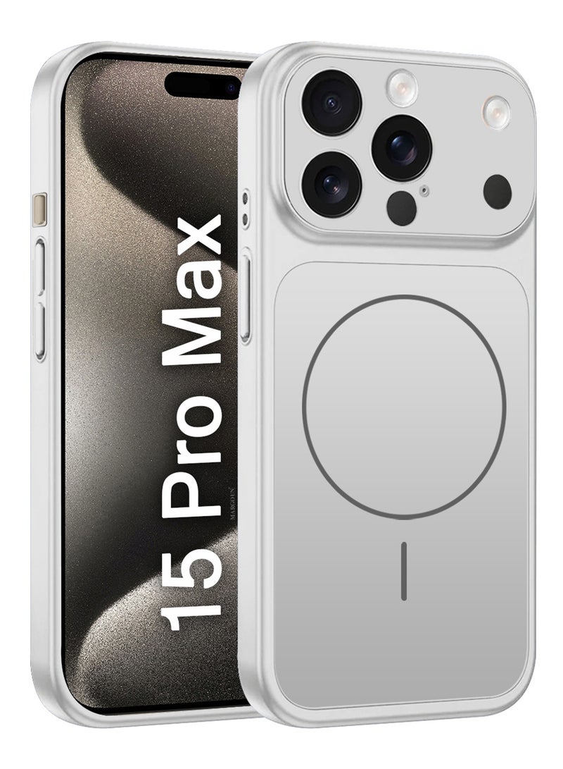 مارجون حافظة محول لجهاز iPhone 15 Pro Max إلى 17 Pro Max، متوافقة مع الشاحن المغناطيسي، مادة TPU صلبة، غطاء واقي نحيف مع واقي كاميرا، إطار مضاد للصدمات - فضي - Image 1