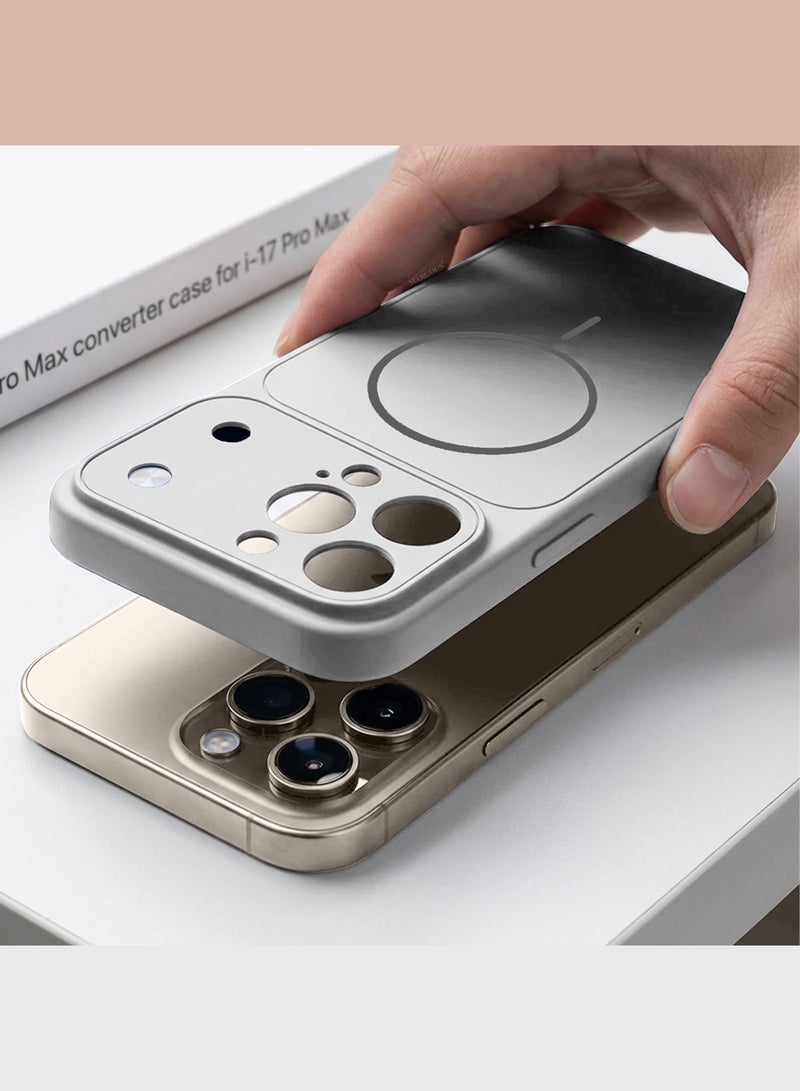مارجون حافظة محول لجهاز iPhone 15 Pro Max إلى 17 Pro Max، متوافقة مع الشاحن المغناطيسي، مادة TPU صلبة، غطاء واقي نحيف مع واقي كاميرا، إطار مضاد للصدمات - فضي - Image 3
