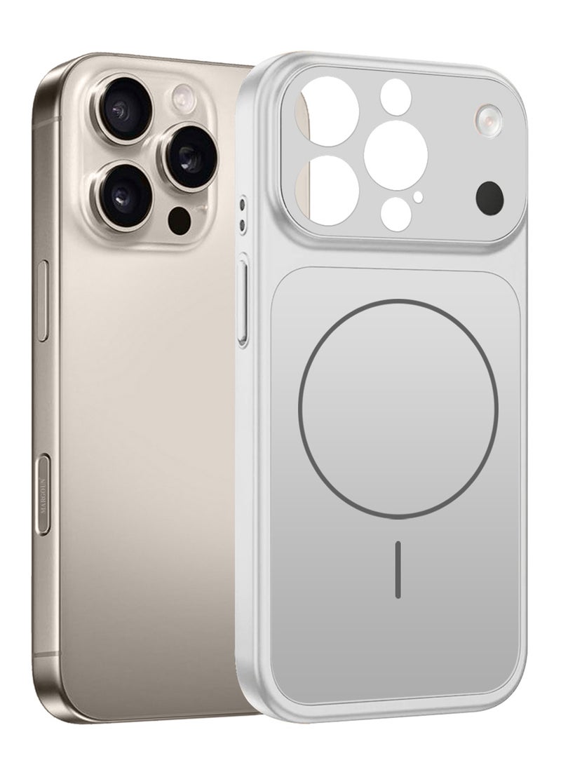 مارجون حافظة محول لجهاز iPhone 15 Pro Max إلى 17 Pro Max، متوافقة مع الشاحن المغناطيسي، مادة TPU صلبة، غطاء واقي نحيف مع واقي كاميرا، إطار مضاد للصدمات - فضي - Image 4
