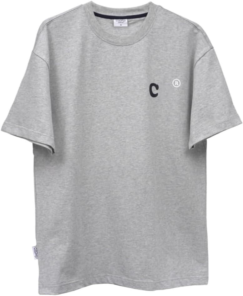 CEDRO تي شيرت قطن رجالي كبير الحجم برسومات في الرمادي - Image 1