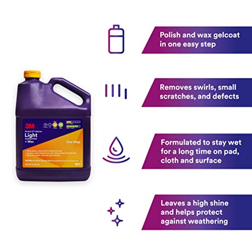 3M Perfect-It Gelcoat Light Cutting Polish + Wax, 36111, 1 Gallon, One-Step Process, Removes Scratches and Swirls, Light Oxidation Remover for Boats and RVs - Image 3