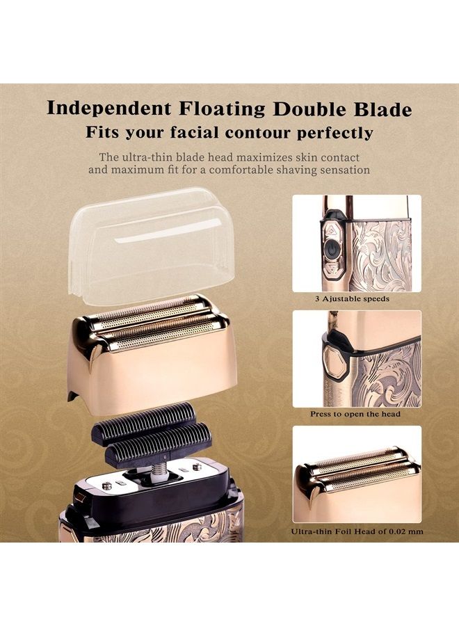 UFREE هدايا الآباء له، ماكينة حلاقة وشفرات كهربائية للرجال، ماكينة حلاقة لحية بدون فراغ، مقصات حلاقة T ليني، ماكينة حلاقة صلعاء، مجموعة العناية بالرجال مع 4 حراس و 2 رأس شفرات - Image 1