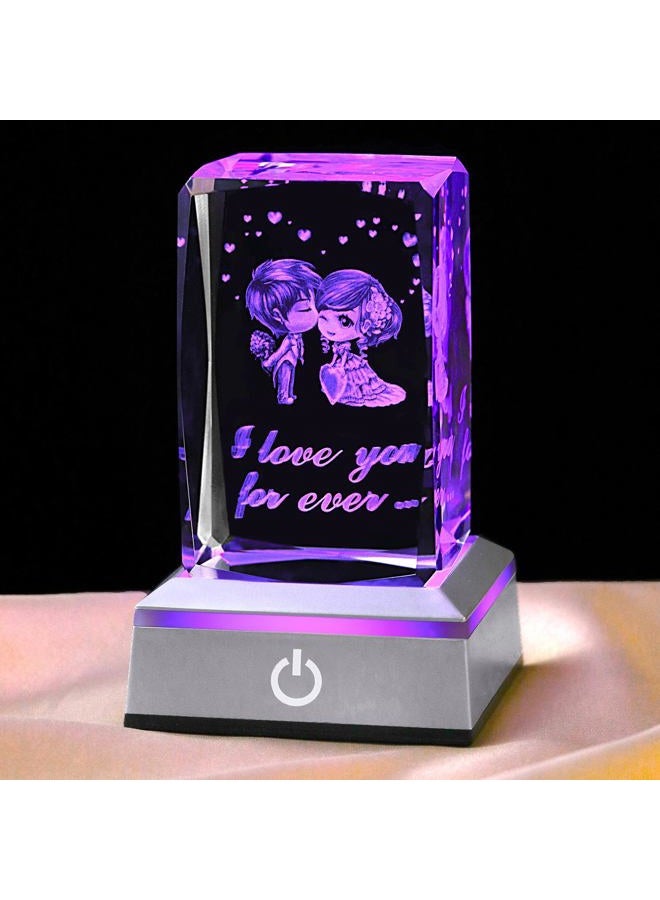 hochance 3D Sweetheart Crystal Multicolor Nightlight - I Love You Decolamp,Perfect Valentines Gift Ideas for Her My Girlfriend Wife Mom - Unique Anniversary Birthday Presents - Image 1